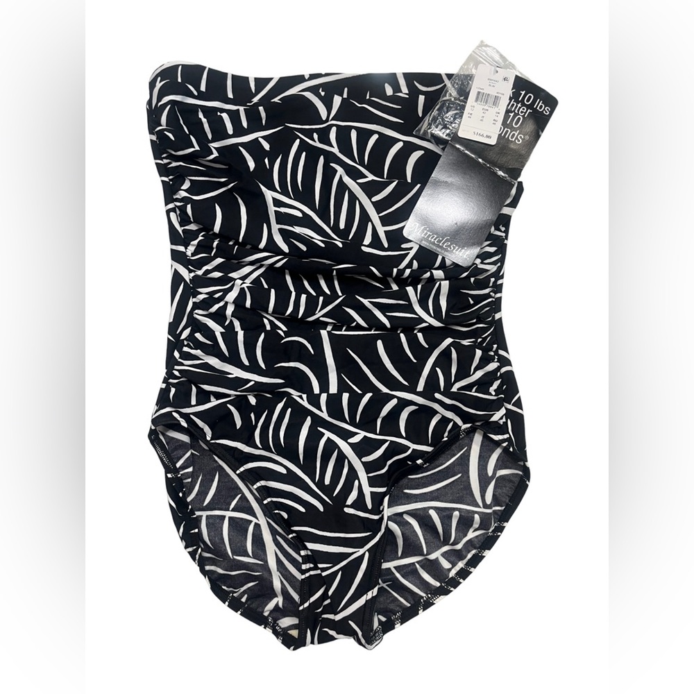 Miraclesuit Avanti Black and White Slimming One Piece Swim Suit Size 12